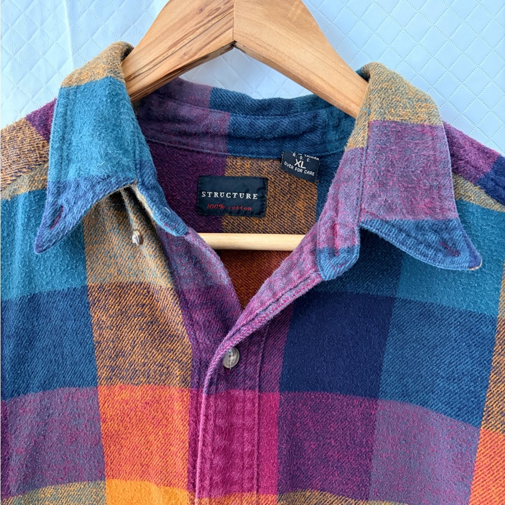 Structure Multicolor Plaid Button Down Shirt - image 7